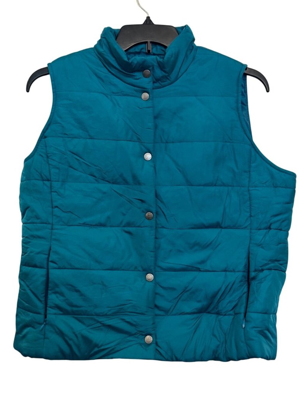 Daisy Fuentes Womens Teal Blue Puffer Vest Nylon Polyester Size L